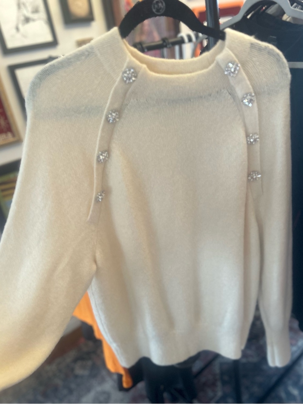 NWT Ann Taylor incredibly soft Cream Women's Jewel-Button Sweater